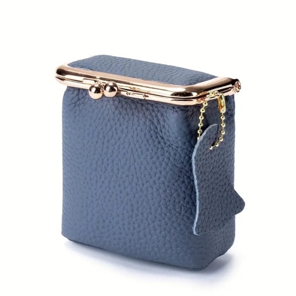 Genuine Leather Mini Lipstick Case Blue - Picture 1 of 6